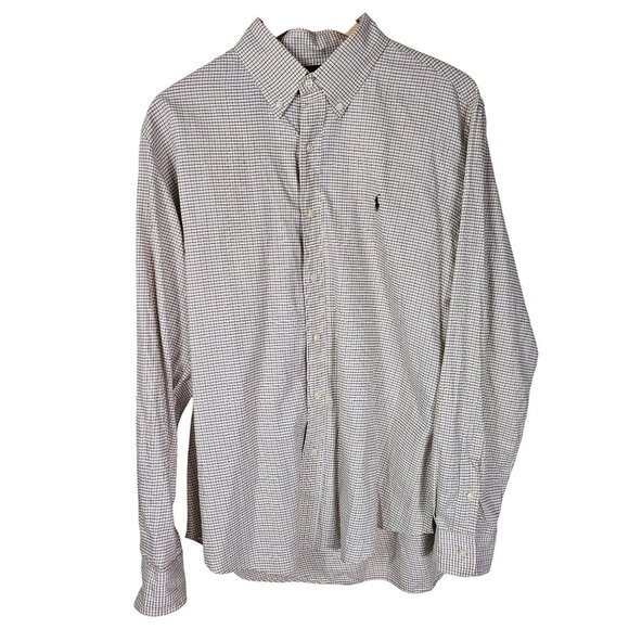 Ralph Lauren Classic Fit Checked Plaid Button Down Shirt L Cotton Preppy Pony - Picture 1 of 9